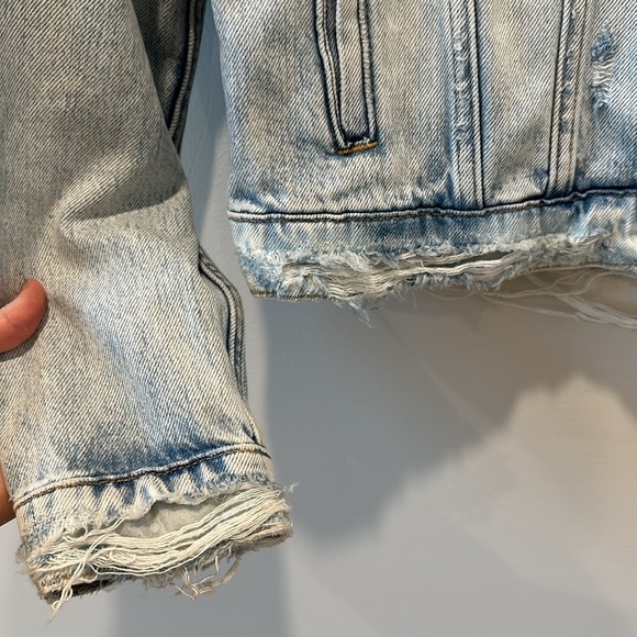 Hudson Jeans Distressed Light Wash Slouchy Denim Jean Jacket 100% Cotton Medium - Picture 5 of 9